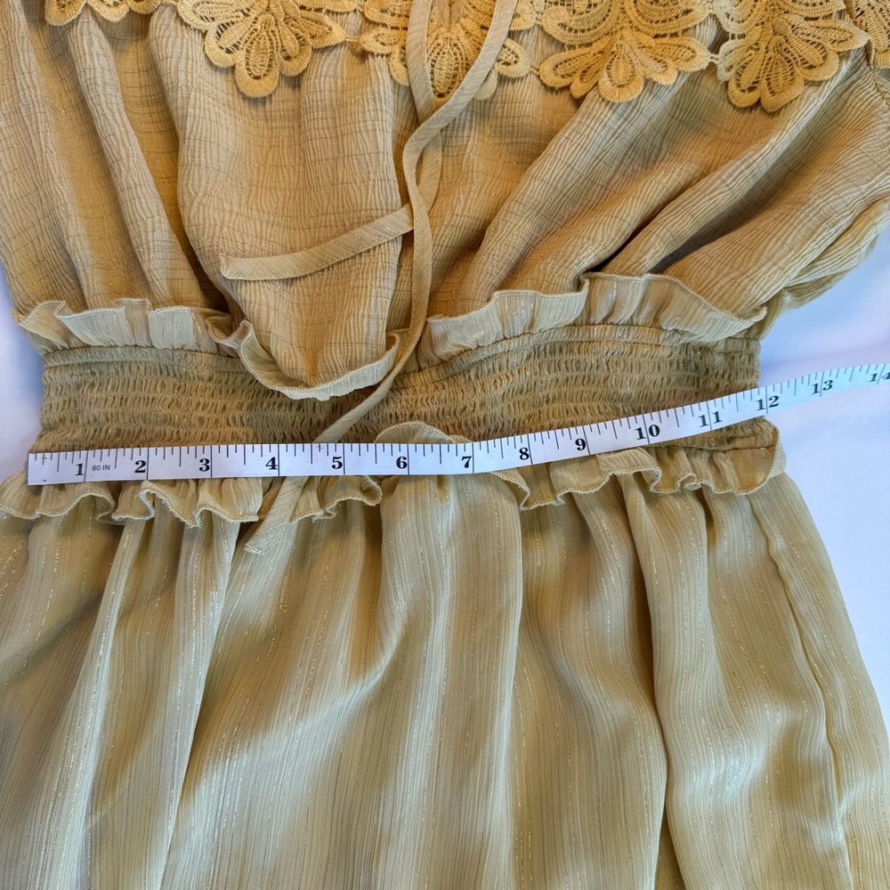 Anthropologie Moon River Cottagecore Dress Lace Midi Ruffle Milk Maid Peasant S - Picture 7 of 16